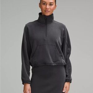 Lululemon Brushed Softstreme Half Zip in Black WITH EMBROIDERED LOGO